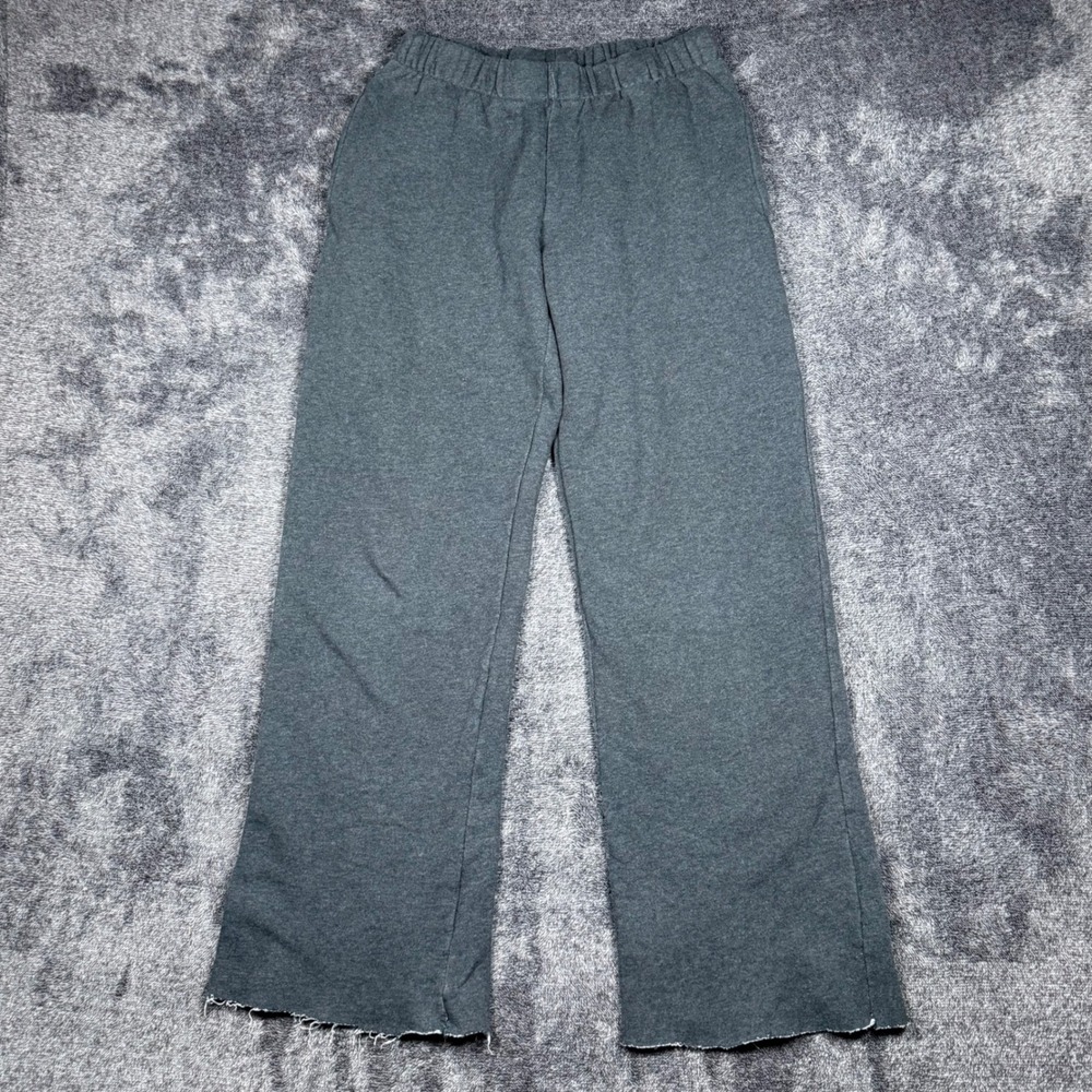 John Galt Brandy Melville Gray Wide Leg Raw Hem Sweatpants Charcoal